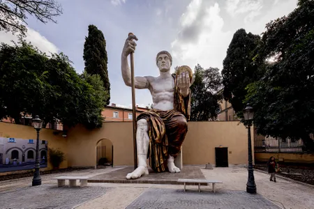 The 43-foot-tall replica of Constantine's statue was constructed to mirror the dimensions of the fourth-century original.