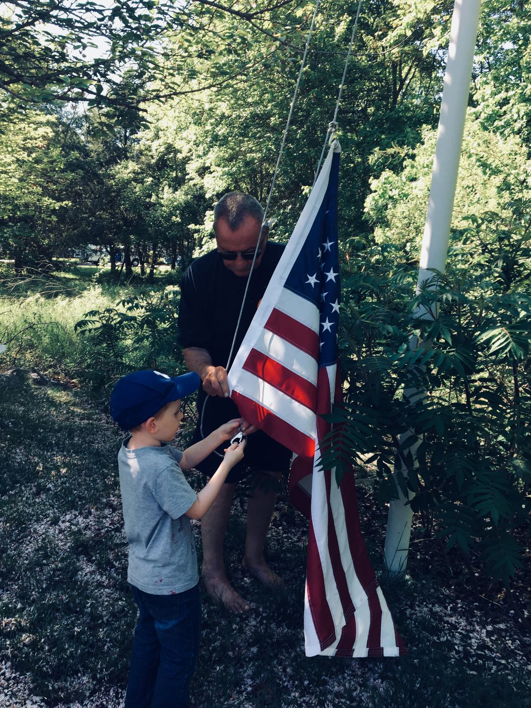 Download Raising the flag with grandpa on Memorial Day ...
