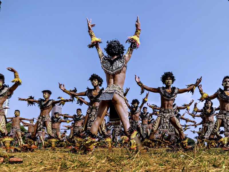 A group of tribe festival dancers performs a last minute rehearsal for ...