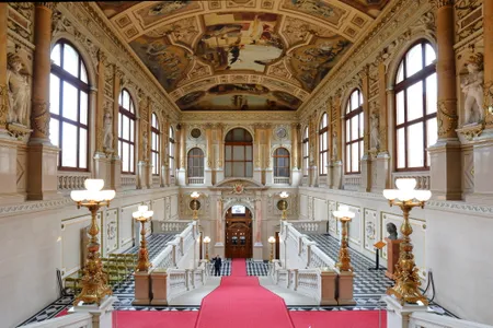 The paintings on the Burgtheater&rsquo;s ceiling depict the history of Western theater.