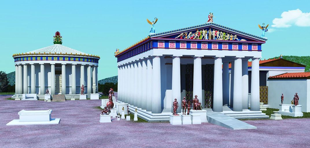 Reconstruction of the Temple of Asclepius and the Thymele at Epidauros