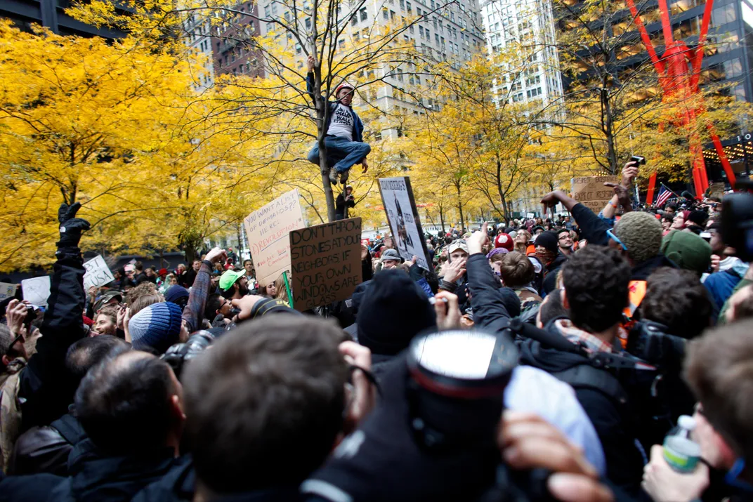 Occupy Wall Street protester in Zuccotti Park