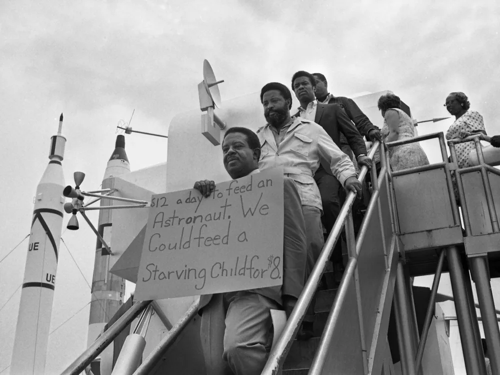 Ralph Abernathy protests the Apollo 11 mission