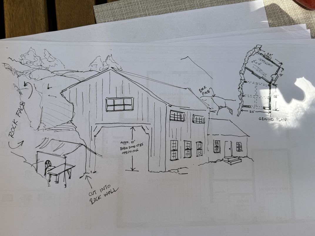 An initial drawing by Bader