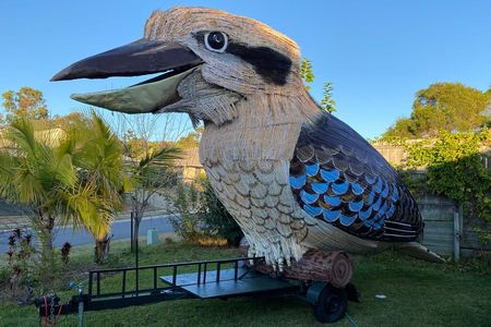 A 15-foot-tall sculpture of a laughing kookaburra in Brisbane, Australia