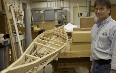 Exhibit Specialist Stoy Popovich is building a traditional Greenland Kayak for an upcoming exhibition at the National Museum of Natural History