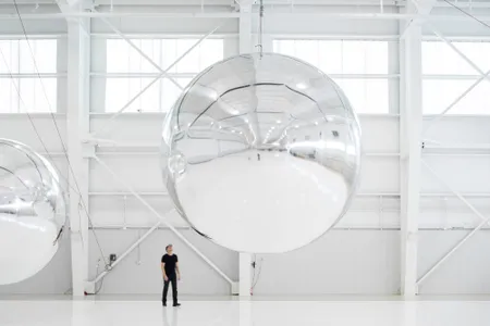 Prototype for a Nonfunctional Satellite (Design 4; Build 4), 2013, a mixed media installation at a hangar in Nevada by Trevor Paglen.