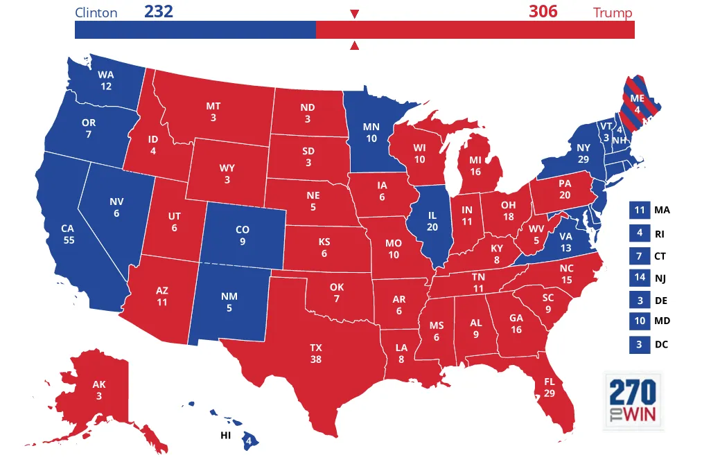Donald Trump Hillary Clinton Electoral Map