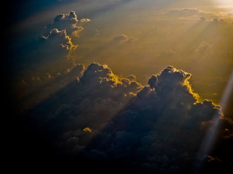 The clouds over the Philippine Sea were casting deep contrasted shadows ...