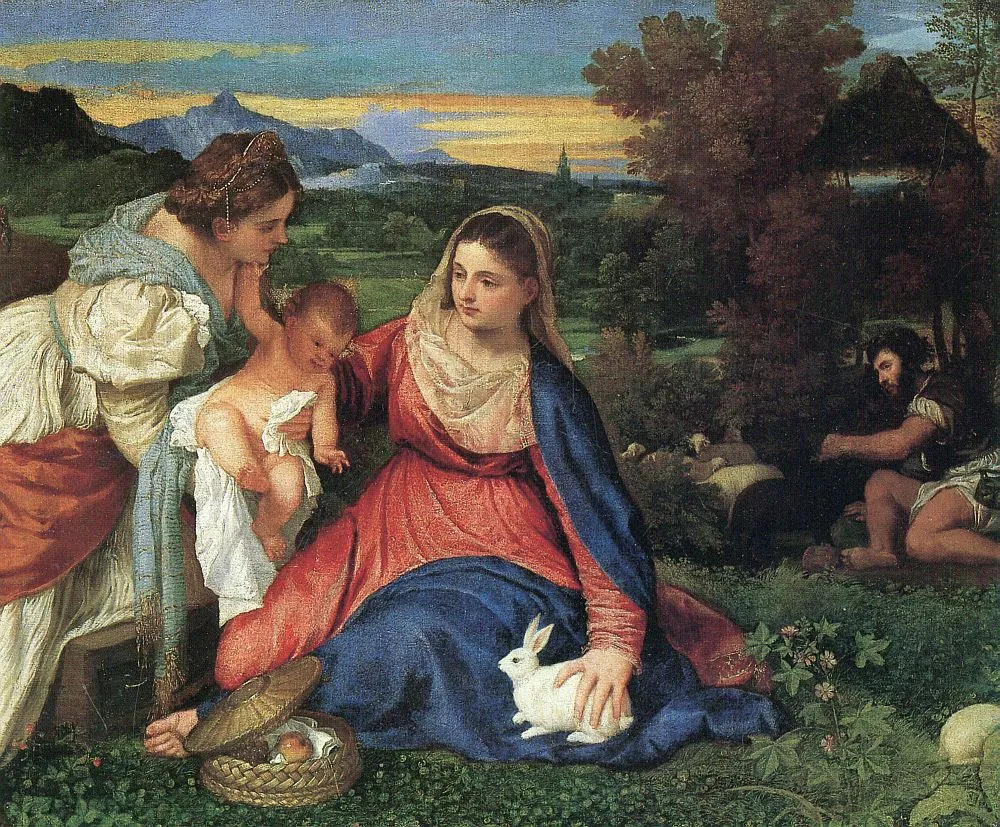 Titian, Mary and the Child Jesus with a Rabbit, circa 1530