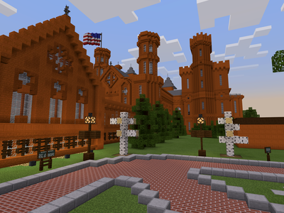 A Minecraft rendering of the Smithsonian Castle in Washington, D.C. Participants in Minecraft: Education Edition online festivities will be able to let their own imaginations run wild this Museum Day.