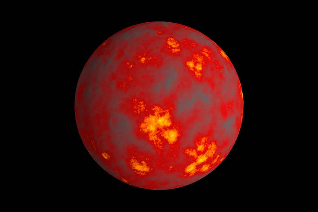 a magma ocean on a planet with a back background