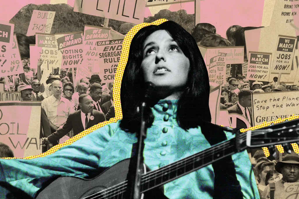 Joan Baez podcast illustration