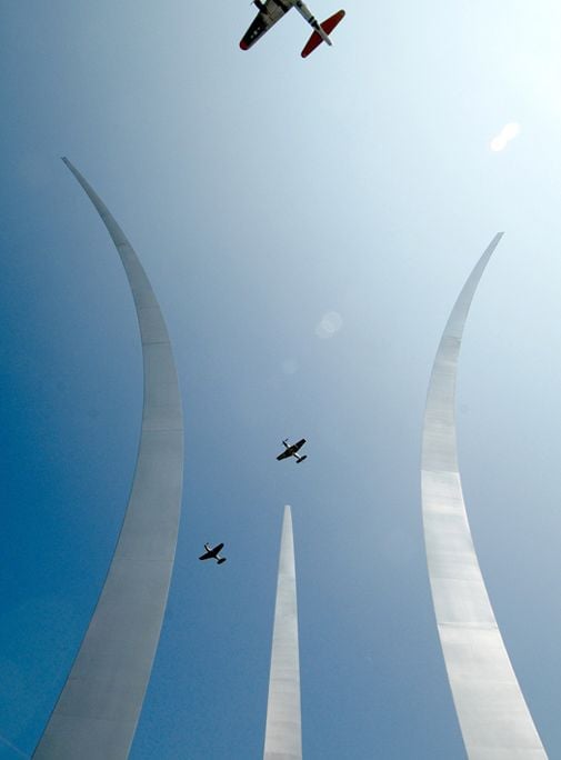 A Heritage Flight over the Air Force Memorial remembers the fallen.