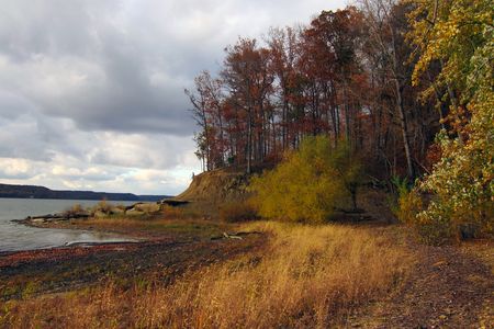 The shoreline of Lake Monroe, which borders the Charles C. Deam Wilderness Area to the west