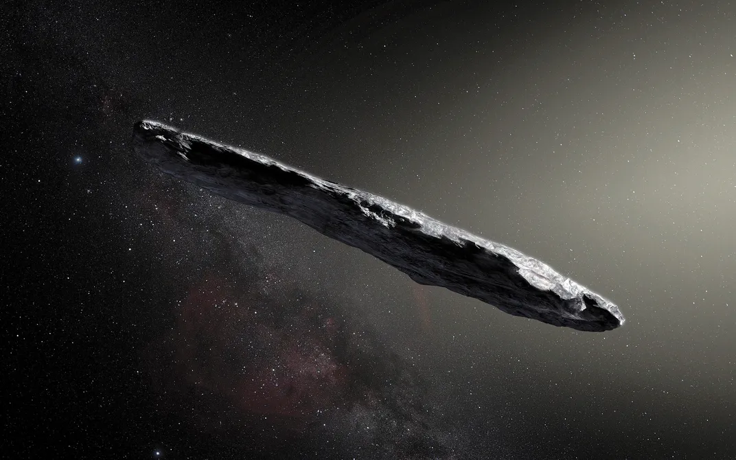 An artist’s rendering of ‘Oumuamua
