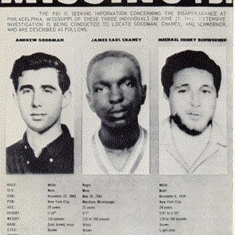 Three civil rights workers murdered near Philadelphia, Mississippi 60
