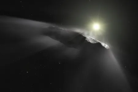 ‘Oumuamua,  shown here in an artist’s concept, was the first object seen to enter our solar system from interstellar space. Could it be an artifact sent by some distant civilization?