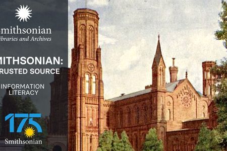 Information Literacy graphic, featuring an image of the Smithsonian Institution Building.