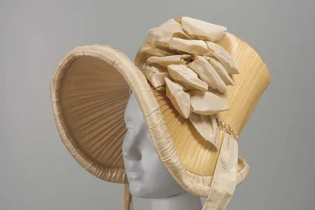 Mary Kies' patented technique wove silk and straw together to make fetching bonnets like this 1815 specimen. 