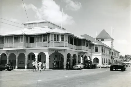 Street in Apia, the capital of Samoa, when that country was still on American time.