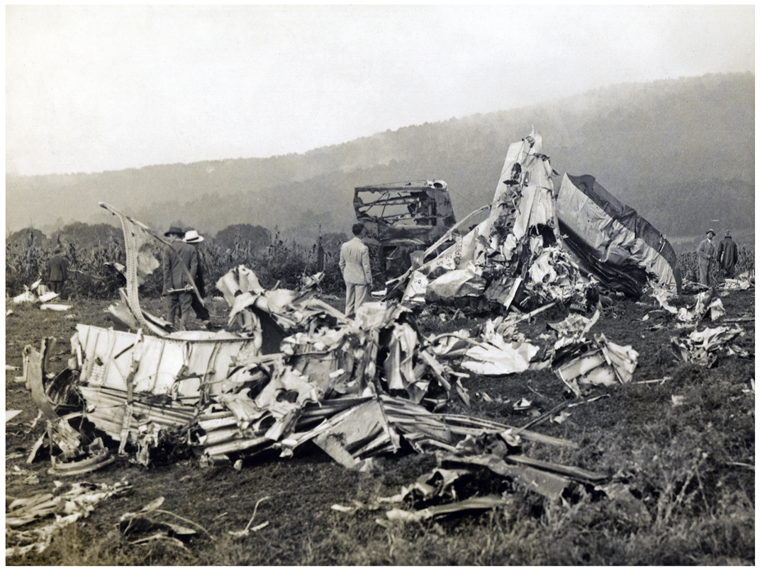 The wreckage of Pennsylvania Central Airlines Flight 19 after a lightning strike.