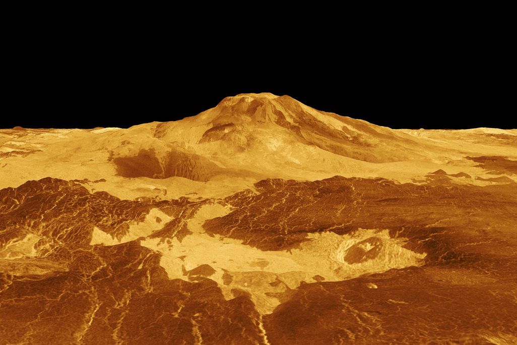 Computer-generated image of Maat Mons on Venus