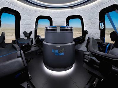 A visualization of the interior of Blue Origin's "New Shepard" space tourism rocket. 