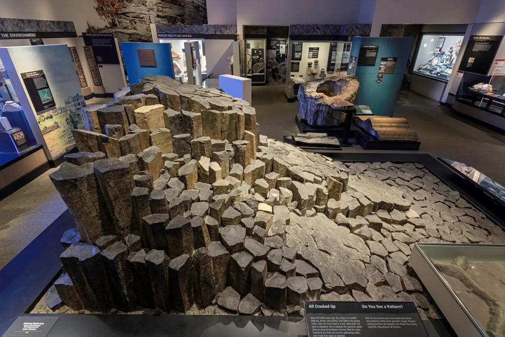 Museum exhibit display of rocks.