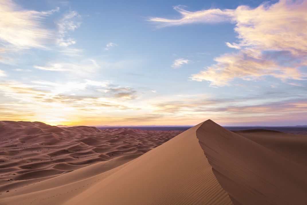 Sunset in the Sahara Desert of Merzouga, Morocco. | Smithsonian Photo ...