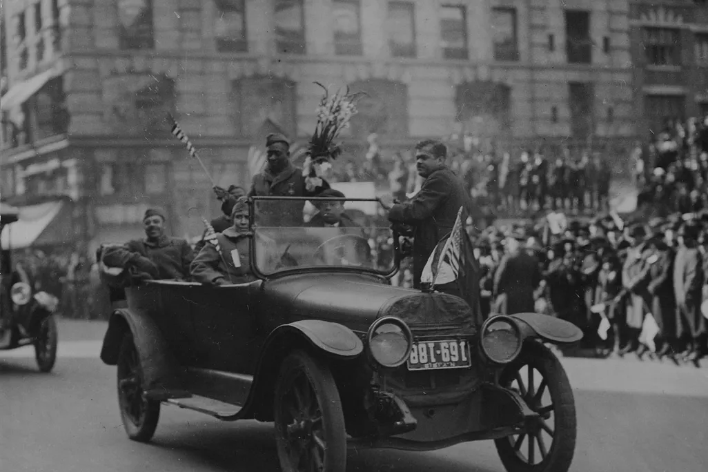 Henry Johnson and the Harlem Hellfighters at a victory parade in New York City