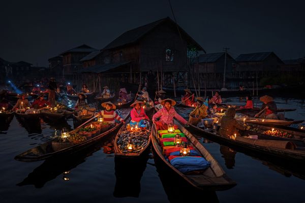 Lantern-Lit Floating Market on Inle Lake thumbnail
