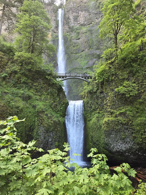 Double Waterfall In Columbia River Gorge thumbnail