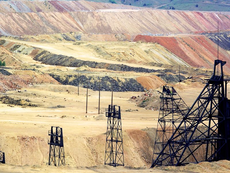 Abandoned copper mine in Butte Montana,being filled in Smithsonian