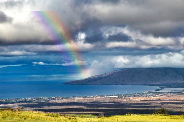 Beautiful rainbow over West Maui on Maui. thumbnail