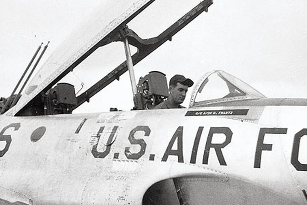 Airman George Johnson (in a T-33 in late 1955) spent hundreds of hours maintaining Sabrejets and much less time flying one.