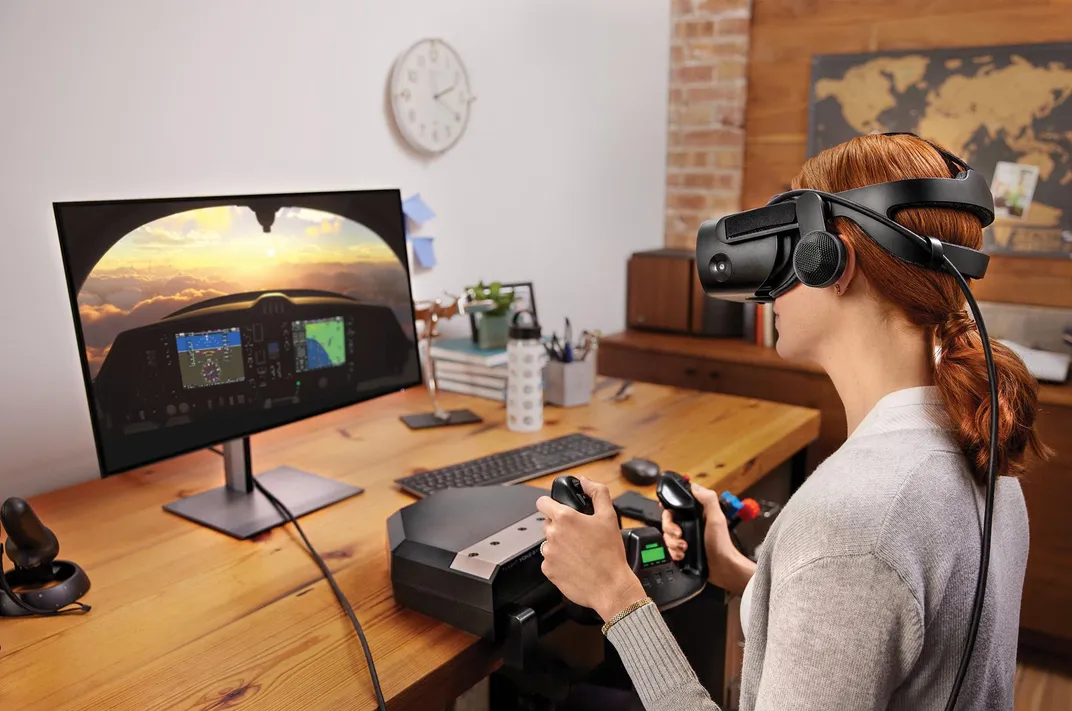 VR headset flight simulator