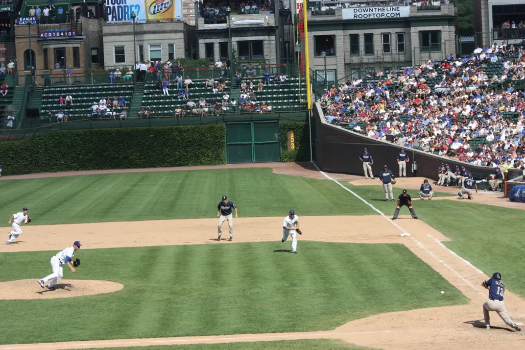 action in the middle a baseball game