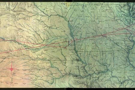 Hal Shelton’s 1949 map of United Air Lines’ Denver-Chicago route.
