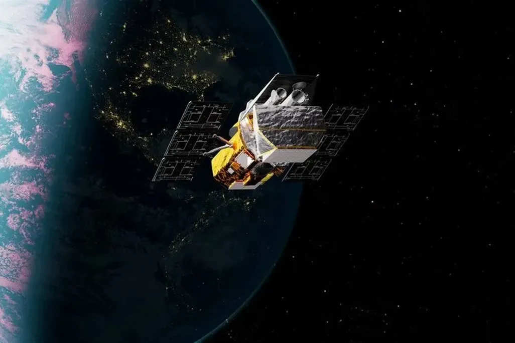 a spacecraft with Earth in its background