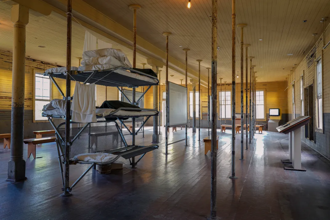 Room on the first floor of the detention barracks museum at Angel Island Immigration Station
