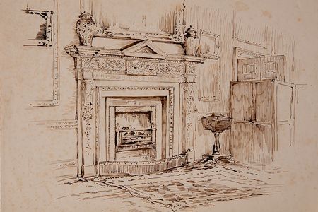 A fireplace at Melford Hall.