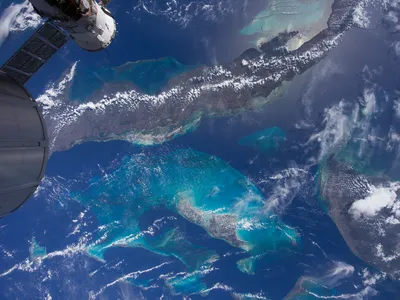 View of the Bahamas as seen from the International Space Station in the new IMAX film, A Beautiful Planet