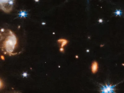 The &quot;cosmic question mark&quot; in an image taken by the James Webb Space Telescope