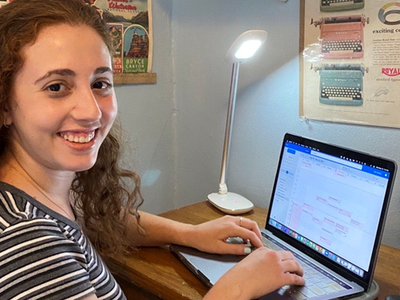As a virtual intern with the National Museum of American History, Samara Angel, works on coordinating a meeting for her professional learning projects in Experience Design.