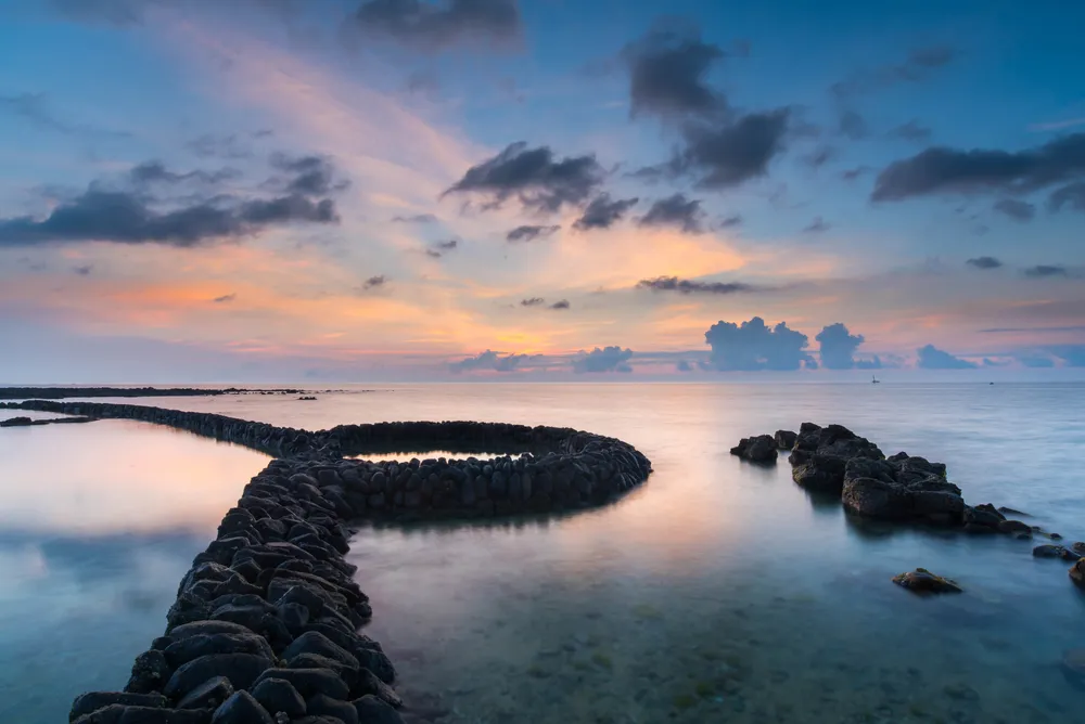 Stone Fishing Weir at Sunset, Taiwan