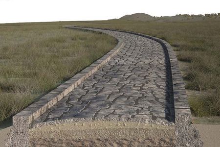 The road appears to have run along a sandy ridge between the northern and southern ends of the lagoon.