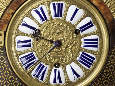 A mantel clock designed by Andr&eacute;-Charles Boulle with a movement by&nbsp;Claude Martinot (circa&nbsp;1726)