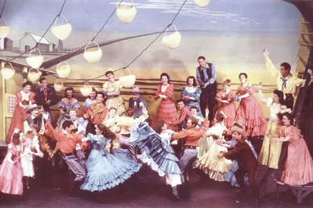 An elaborate dance sequence from the 1943 production, choreographed by Agnes de Mille