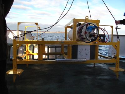 The frame of the underwater observatory responsible for the power supply during deployment.